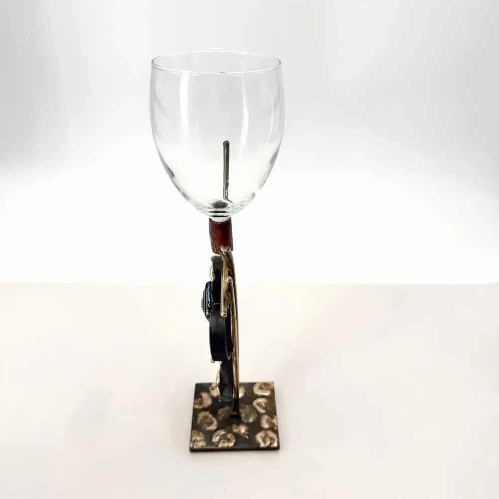 Vintage Gary Rosenthal Wedding Kiddush Cup Metal & Glass Heart Design Judaism